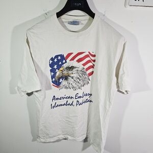 Vintage 90's United States Embassy Islamabad, Pakistan White Graphic T-Shirt!